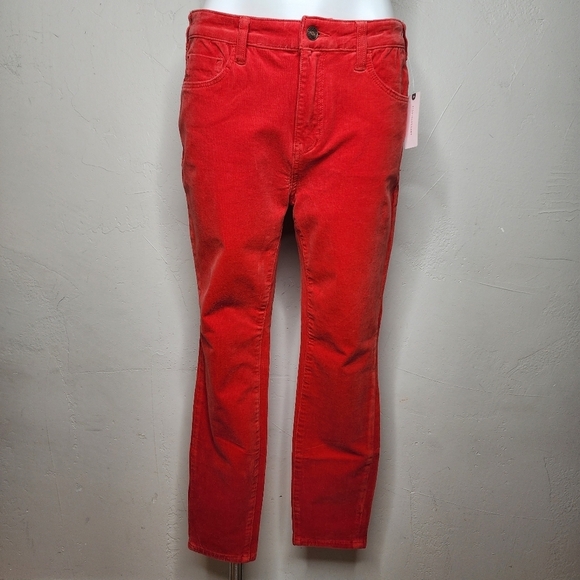 NWT Pilcro Anthropologie High Rise Skinny Red Corduroy Pants Size 31‎ - Picture 10 of 14